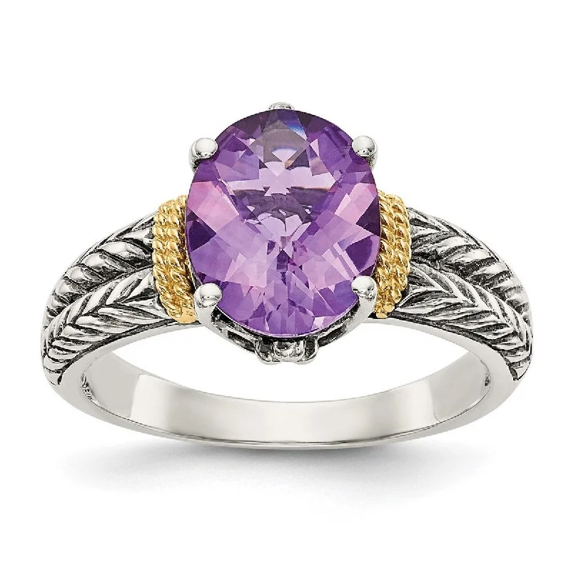 Amethyst Gemstone Rings in a Vintage - Style SettingCurata 925 Sterling Silver Polished Prong set With 14k Amethyst Ring