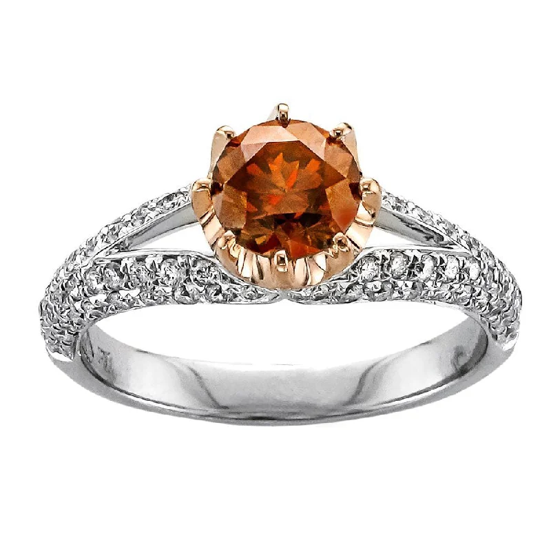 JULEVE 18KT FANCY DEEP YELLOWISH ORANGE DIAMOND RING