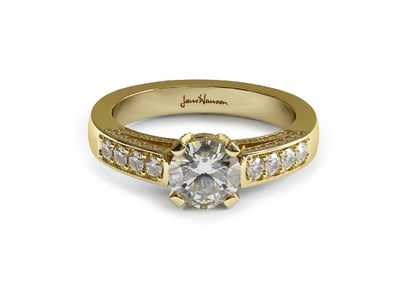 Three - Stone Diamond Rings with Princess - Cut DiamondsExquisite Diamond Ring, Yellow Gold