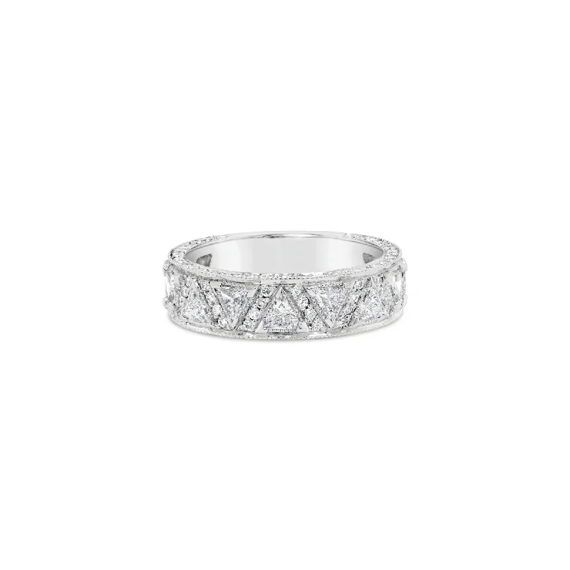 Trilliant Cut & Round Brilliant Cut Diamond Anja Ring - 18ct White Gold