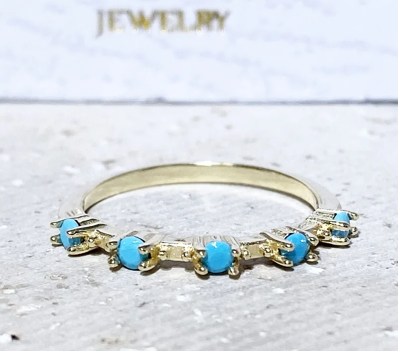 Emerald Gemstone Rings with Filigree - Bordered SettingsTurquoise Ring - Sleeping Beauty Turquoise - December Birthstone -Gold Ring - Delicate Ring