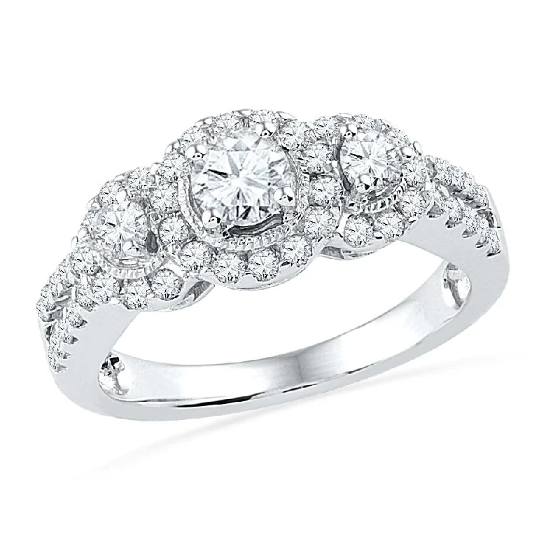 Vintage Style Three Stone Engagement Ring