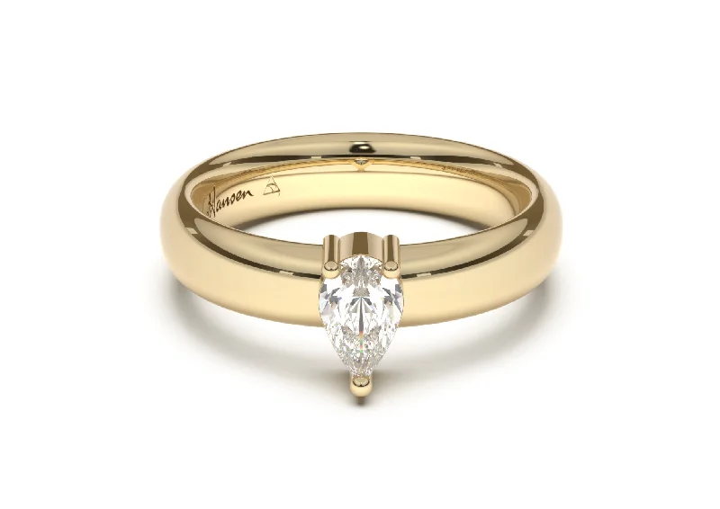 Halo - Style Diamond Rings with Smaller Accent DiamondsPear Classic Engagement Ring, Yellow Gold