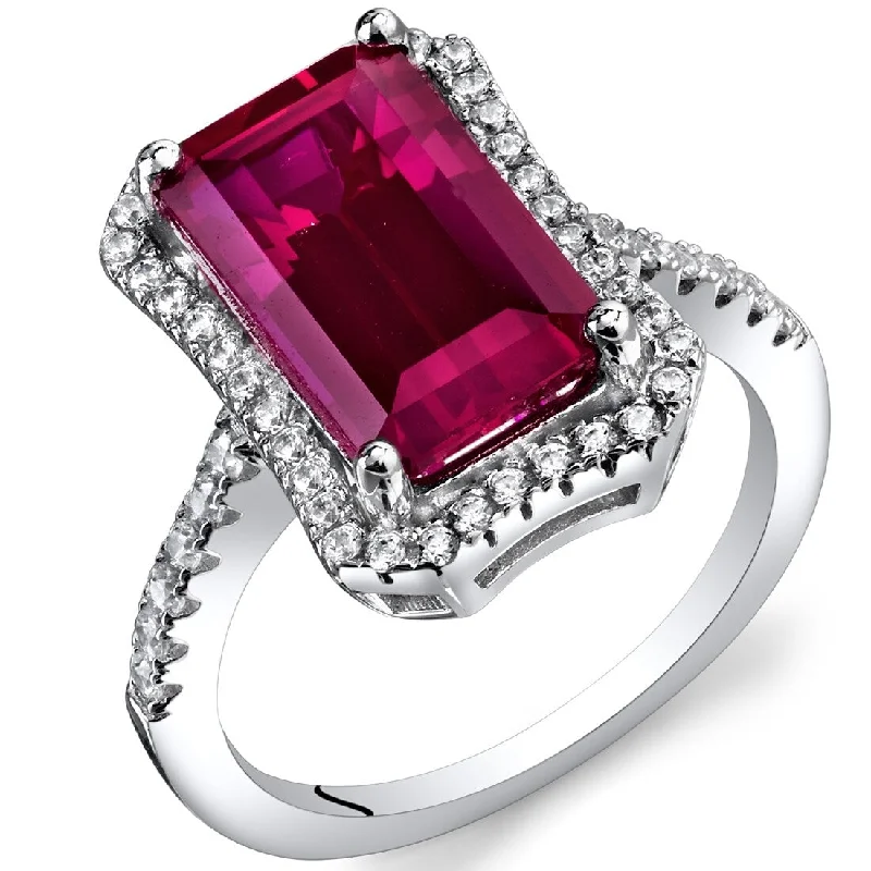 Amethyst Gemstone Rings in a Vintage - Style SettingSterling Silver 4.25 ct Created Ruby Cocktail Ring