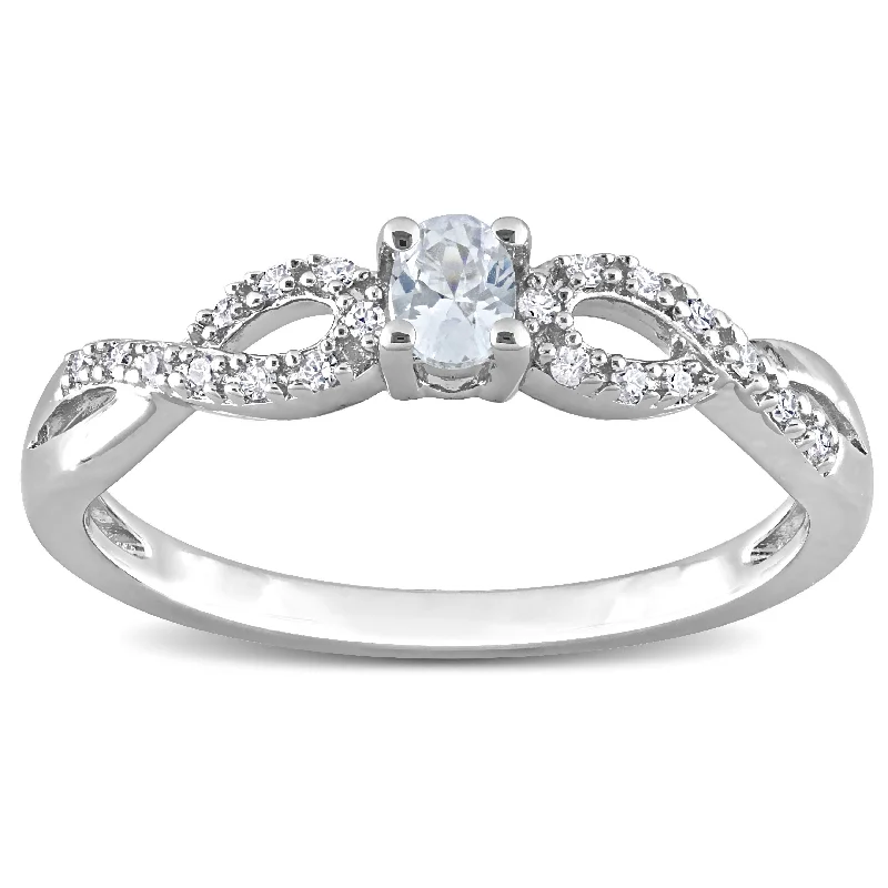 Vintage - Inspired Diamond Rings with Filigree WorkMiadora 1/10ct TDW Diamond and Created White Sapphire Infinity Engagement Ring in Sterling Silver