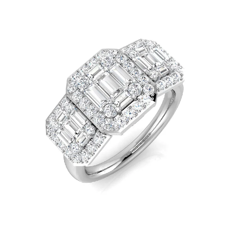 Custom - Designed Diamond Rings to Reflect Your PersonalityPlatinum 1.16ct Baguette And Round Brilliant Cut Diamond Ring With Diamond Halo