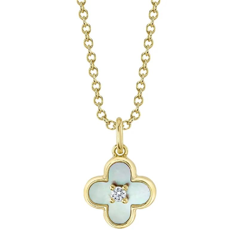 0.02CT DIAMOND & 0.33CT MOTHER OF PEARL CLOVER NECKLACE SC55025600