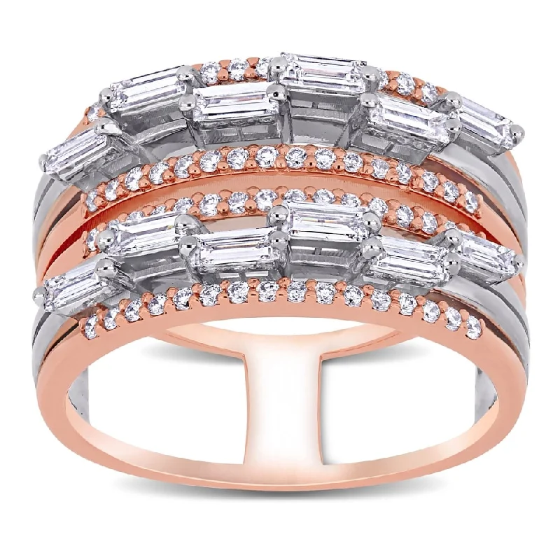 Custom - Designed Diamond Rings to Reflect Your PersonalityMiadora 2-Tone 14k Rose and White Gold 3/4ct TDW Baguette and Round-Cut Diamond Multi-Row Band Ring