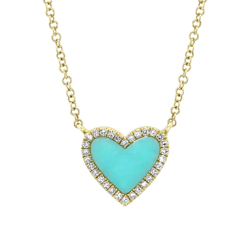 0.09CT DIAMOND & 0.55CT COMPOSITE TURQUOISE HEART NECKLACE SC55012619