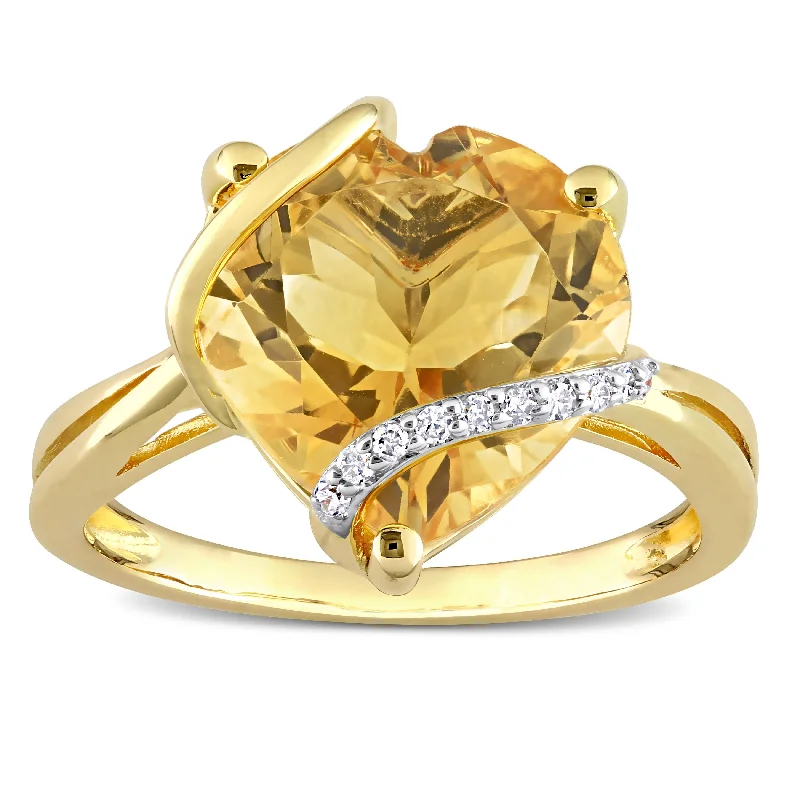 Solitaire Diamond Rings in Platinum SettingsMiadora Heart-cut Citrine & Diamond Accent Swirl Cocktail Ring in Yellow Plated Sterling Silver