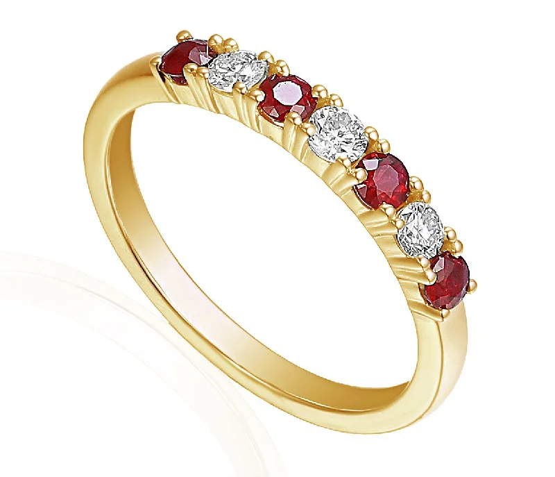 Solitaire Diamond Rings in Platinum Settings18ct Yellow Gold 0.25ct Ruby And 0.19ct Diamond Round Brilliant Cut Seven Stone Ring