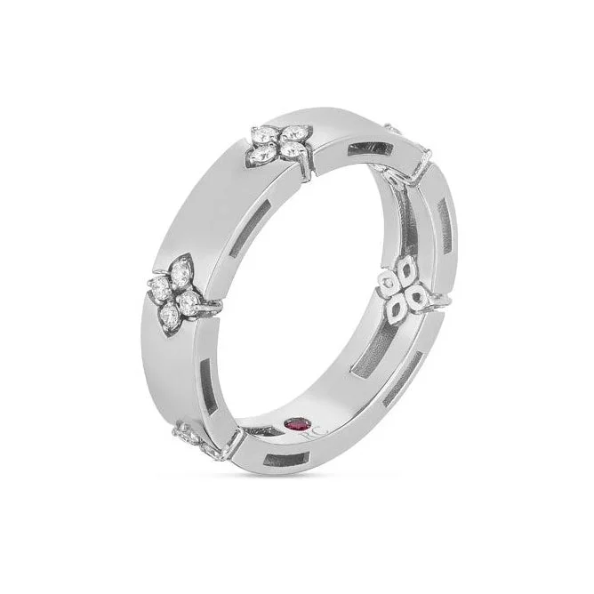 Three - Stone Diamond Rings with Princess - Cut DiamondsRoberto Coin 18ct White Gold 0.19ct Diamond Love In Verona Ring ADR888RI2013