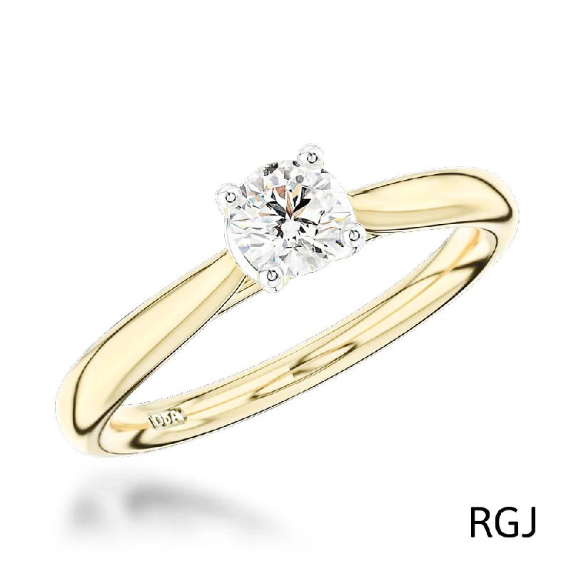 Solitaire Diamond Rings in Platinum SettingsThe Petite Open Tulip 18ct Yellow Gold And Platinum Round Brilliant Cut Diamond Solitaire Engagement Ring