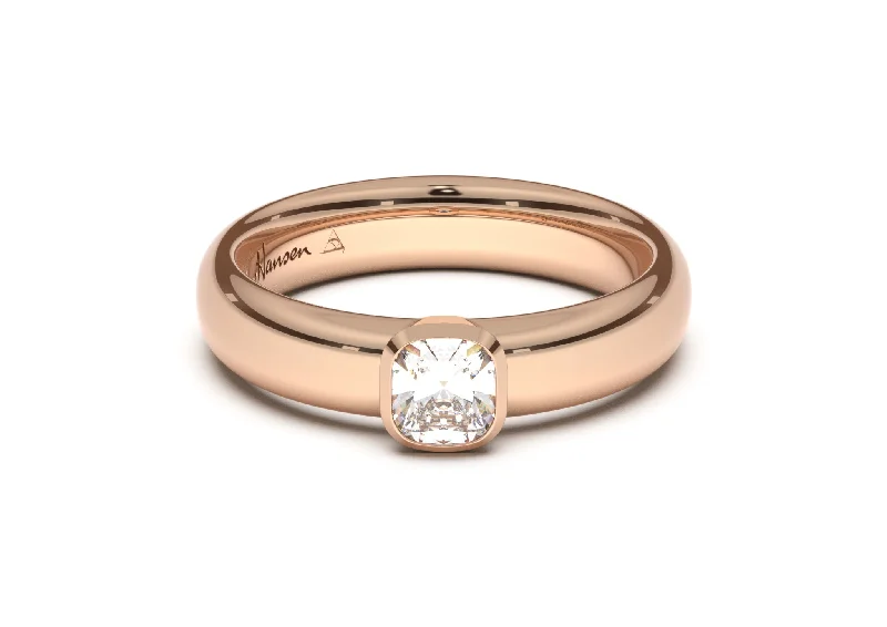 Halo - Style Diamond Rings with Smaller Accent DiamondsCushion Elegant Engagement Ring, Red Gold