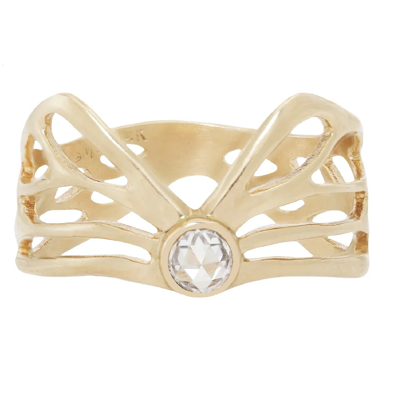 Gold Diamond Winged Ring