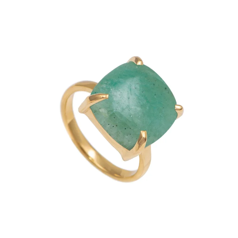 Sapphire Gemstone Rings in a Cathedral SettingSquare Cabochon Amazonite Ring in Gold Plated Sterling Silver