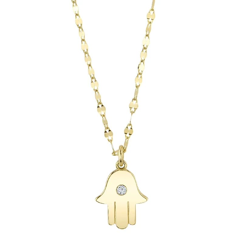 0.03CT DIAMOND HAMSA NECKLACE