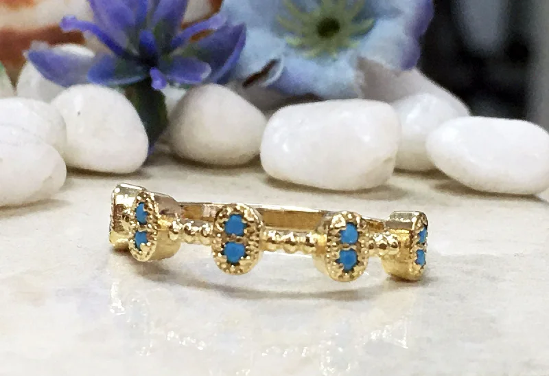 Sapphire Gemstone Rings in a Cathedral SettingTurquoise Ring - Sleeping Beauty Turquoise - December Birthstone - Gold Ring - Gemstone Ring - Bezel Ring