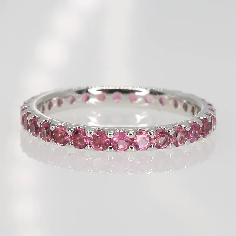 Emerald Gemstone Rings with Filigree - Bordered SettingsMiadora 10k White Gold Pink Tourmaline Stackable Eternity Band Ring