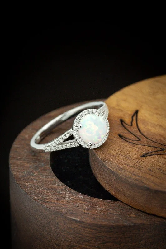 "AURA" - BIRTHSTONE RING WITH A LAB-GROWN OPAL CENTER STONE & DIAMOND ACCENTS