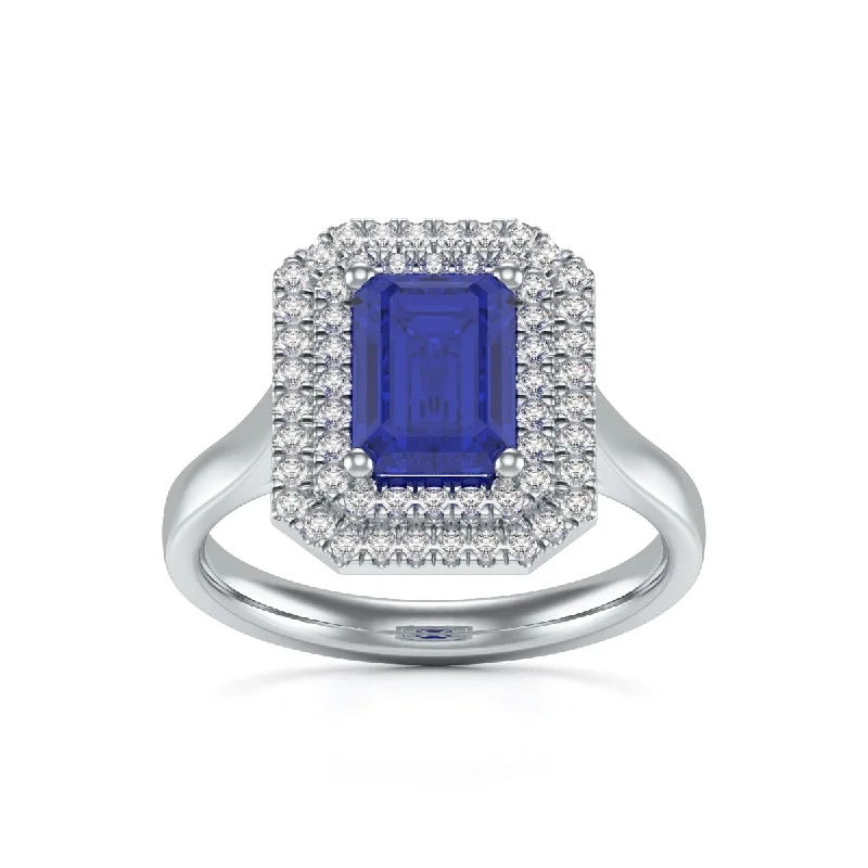 Amethyst Gemstone Rings in a Vintage - Style SettingBlue Sapphire Diamond Halo Dress ring