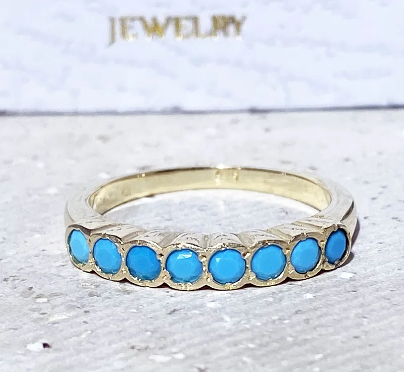 Sapphire Gemstone Rings in a Cathedral SettingTurquoise Ring - Sleeping Beauty Turquoise - December Birthstone - Gold Ring - Bezel Ring