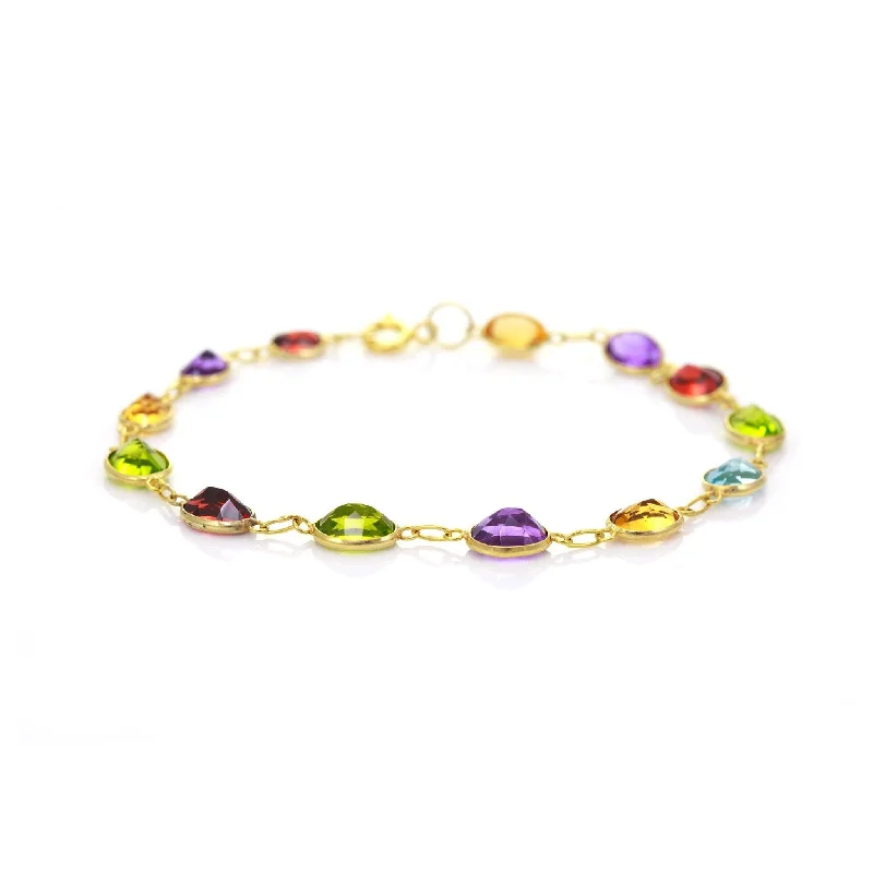 Enamel - Coated Bangles in Vibrant Colors9ct Yellow Gold Bezel Multi Gemstone Bracelet