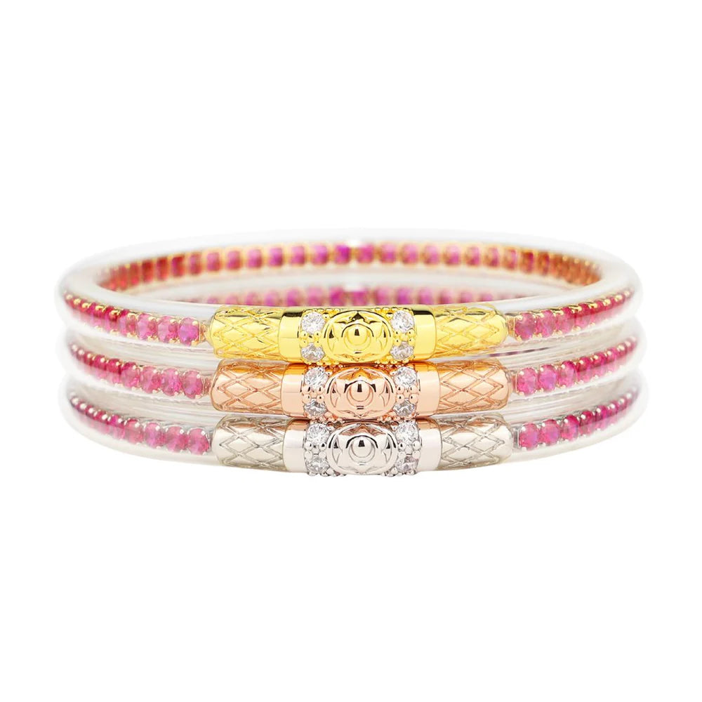 Stackable Bangle Sets for a Trendy LookBuDhaGirl | Set of Three | Three Queens All Weather Bangles in Epic Pink