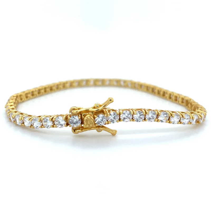 Bangle Bracelets with Birthstone AccentsGolden 3mm Wide Cz Tennis Bracelet