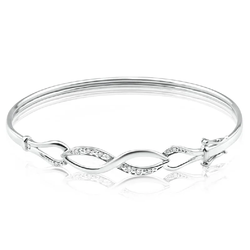 Bangle Bracelets with Birthstone Accents9ct Charming White Gold Diamond Bangle