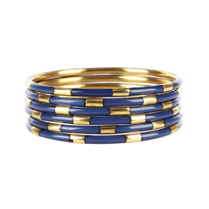 Stackable Bangle Sets for a Trendy LookBuDhaGirl | Set of Six | Veda Bangles in Navy