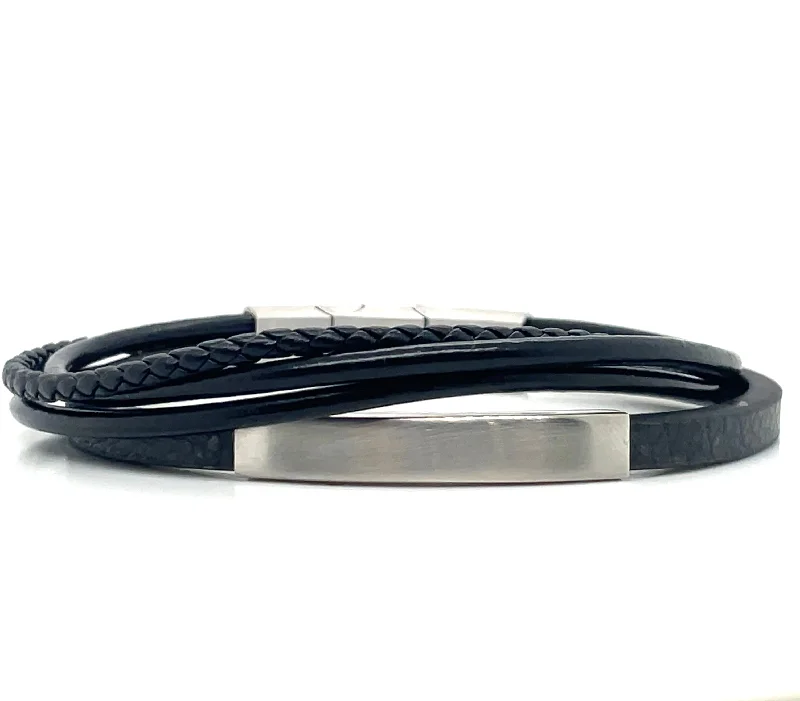 Stackable Bangle Sets for a Trendy LookGents Black Leather Multi Strand ID Bracelet