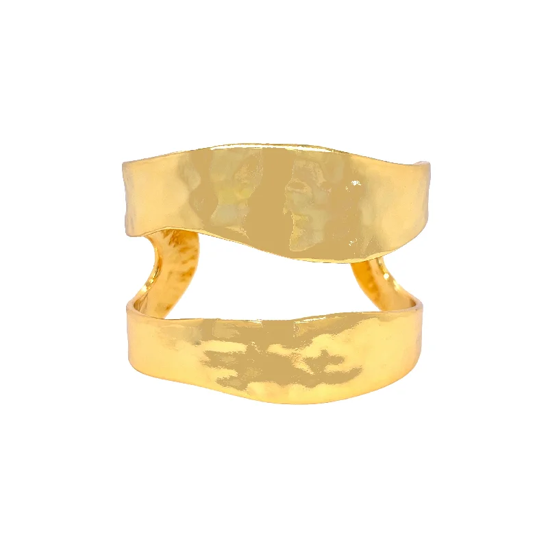 Solid Gold Bangles with Intricate EngravingsCut Out Cuff Bracelet