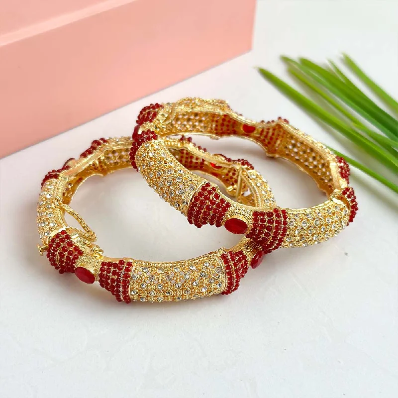 Solid Gold Bangles with Intricate EngravingsQudsiya Kara Bangle (Maroon)