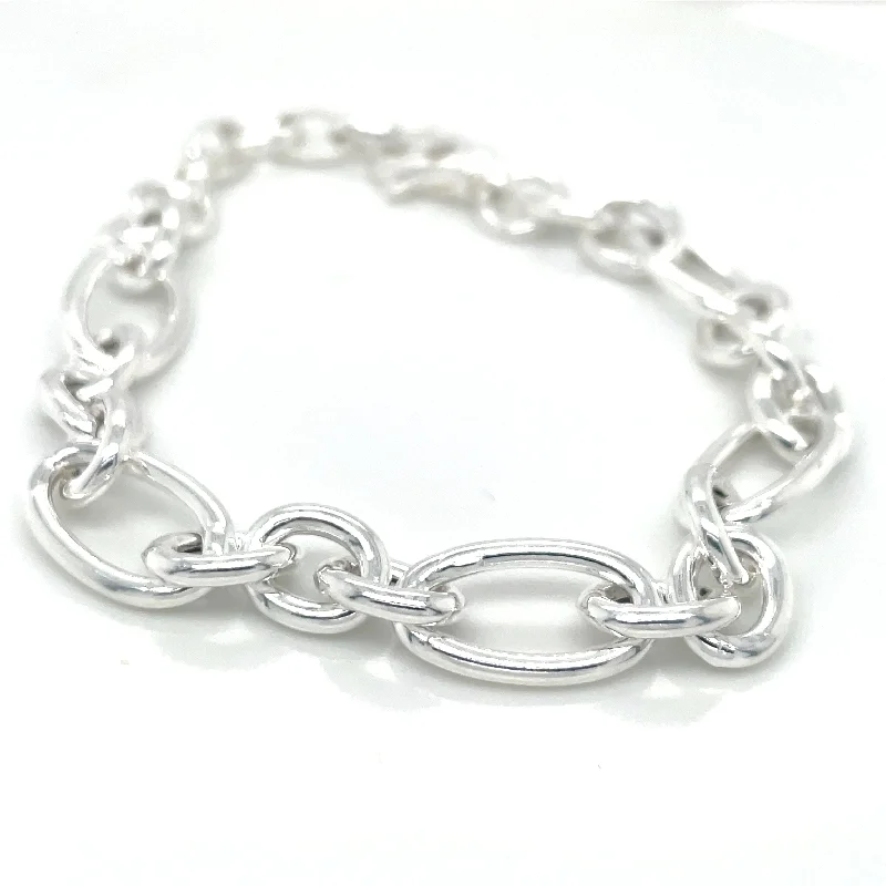 Stackable Bangle Sets for a Trendy LookSterling Silver Chunky Oval Link Bracelet