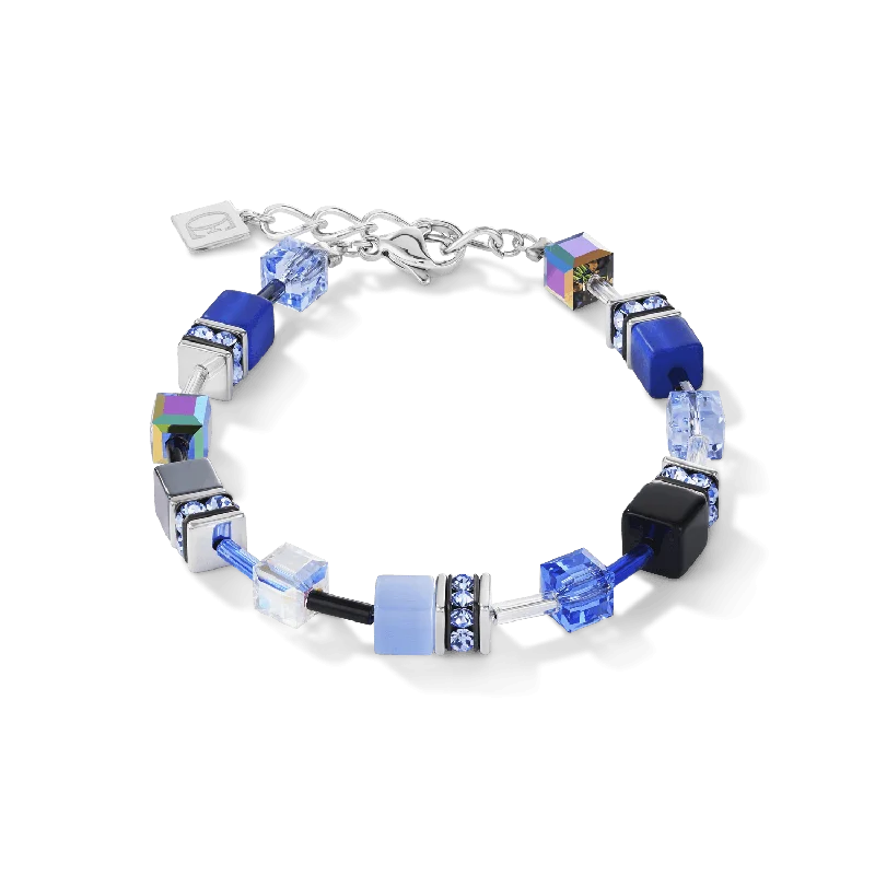 Adjustable Leather Bangles for a Bohemian StyleCoeur De Lion Cobalt Blue Grey Swarovski® Crystals GeoCUBE® Bracelet