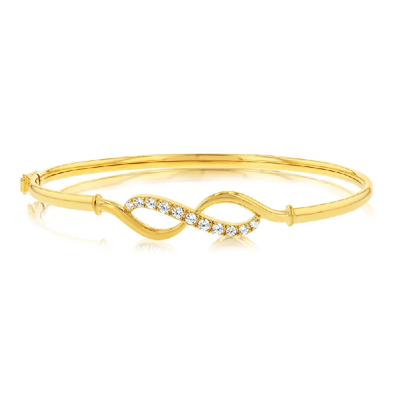 Adjustable Leather Bangles for a Bohemian Style9ct Yellow Gold Silverfilled Cubic Zirconia Infinity Bangle