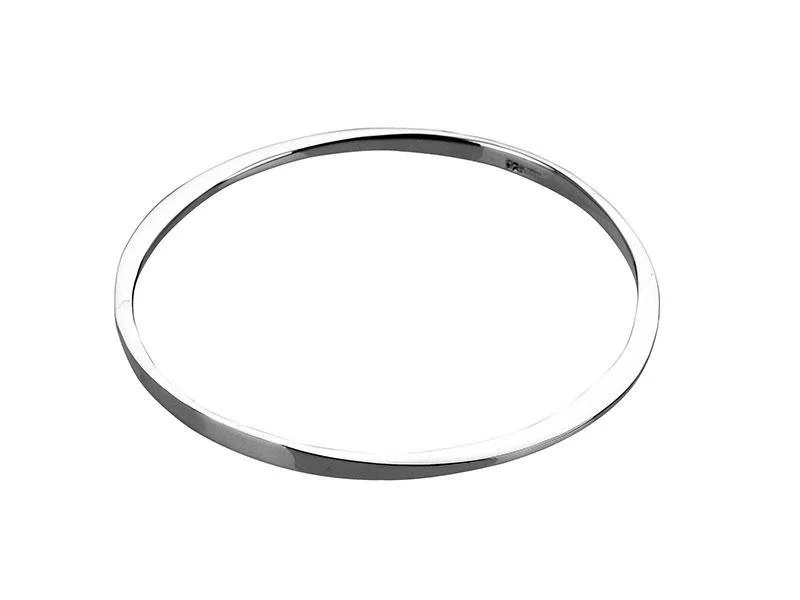 Bangle Bracelets with Birthstone AccentsPlain Round Sterling Silver Bangle