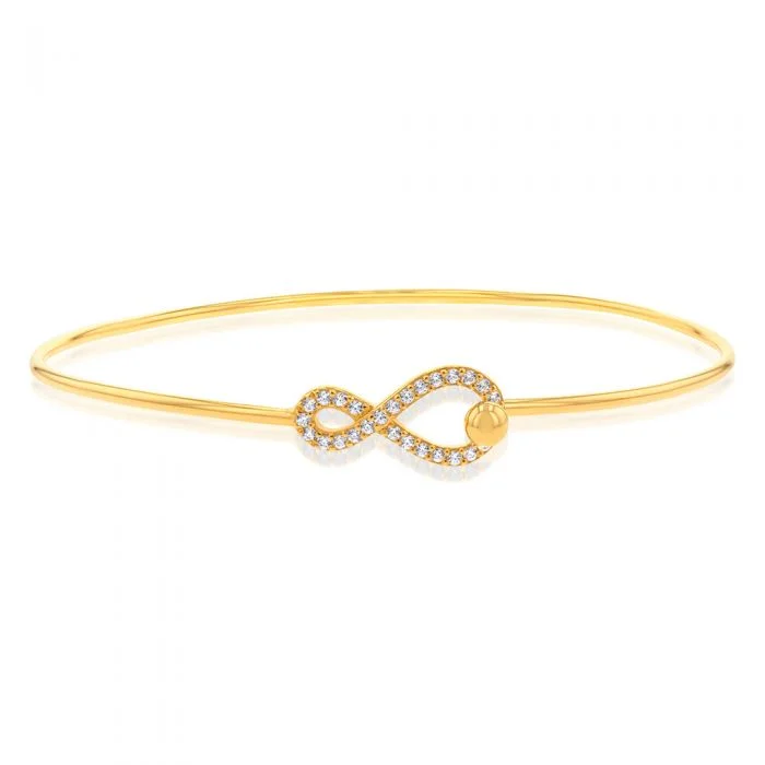 Enamel - Coated Bangles in Vibrant ColorsSterling Silver Gold Plated Cubic Zirconia Infinity Bangle