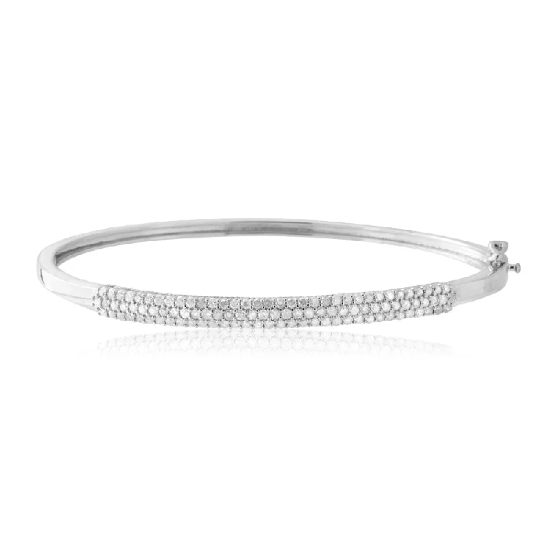 Adjustable Leather Bangles for a Bohemian Style1 Carat Diamond Hinge Bangle 60mm in Sterling Silver