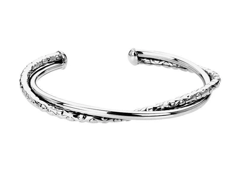 Adjustable Leather Bangles for a Bohemian StyleSlim Twist Cuff Bangle in Sterling Silver