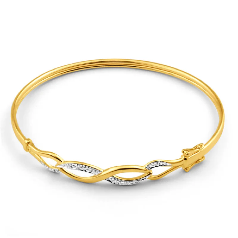 Adjustable Leather Bangles for a Bohemian Style9ct Yellow Gold Diamond Bangle