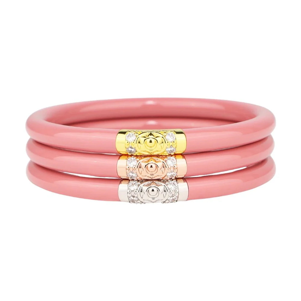 Bangle Bracelets with Birthstone AccentsBuDhaGirl | Set of Three | Three Kings All Weather Bangles in Blush