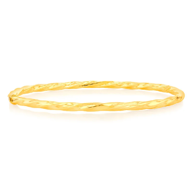 Adjustable Leather Bangles for a Bohemian Style9ct Yellow Gold 4mm Silverfilled 65mm Twist Bangle