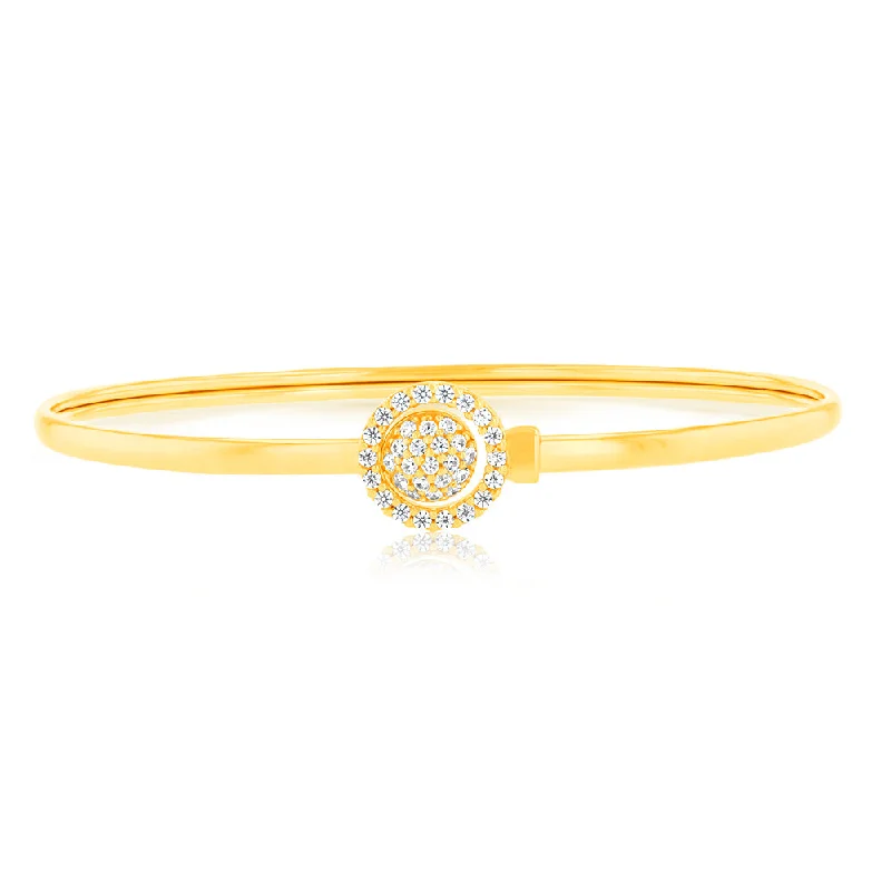 Enamel - Coated Bangles in Vibrant Colors9ct Gold Silver Filled Cubic Zirconia Sun-Flower Power 2 way Oval 50x60mm Bangle