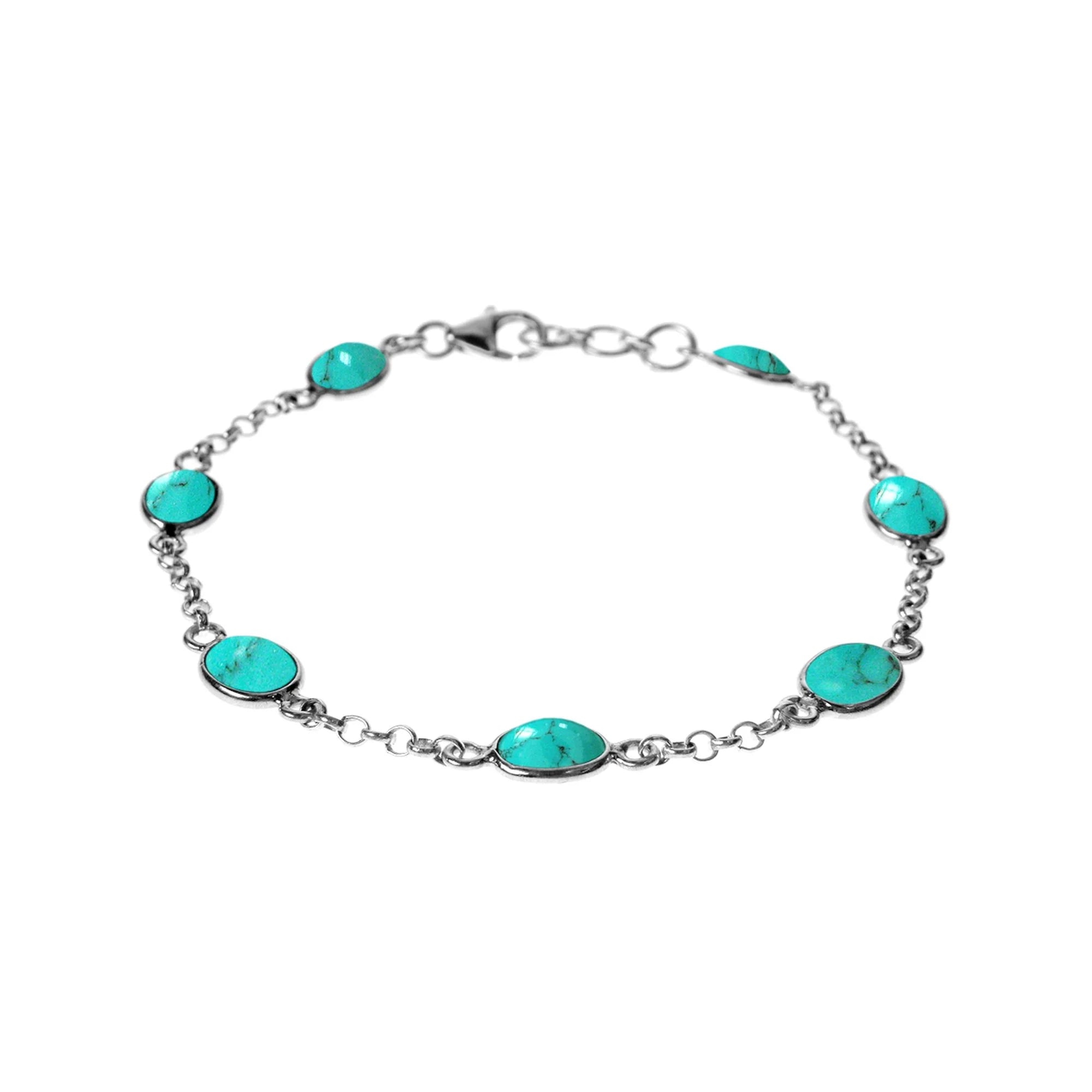 Stackable Bangle Sets for a Trendy LookTurquoise Ovals Bracelet - Sterling Silver