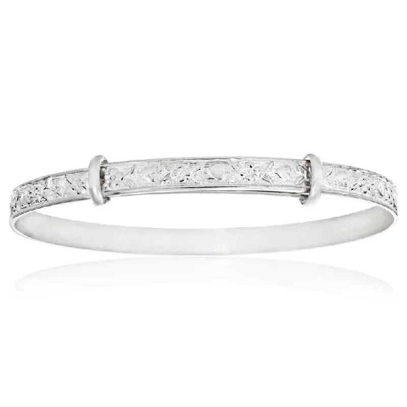 Enamel - Coated Bangles in Vibrant ColorsSterling Silver Embossed Patterned Expandable Baby Bangle