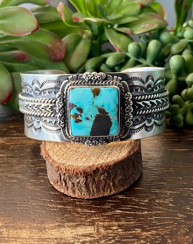 J Nelson Carico Lake Turquoise & Sterling Silver Cuff Bracelet