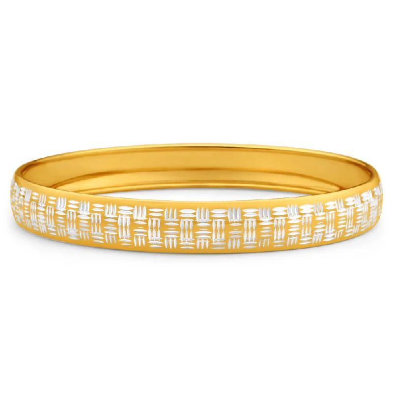 Solid Gold Bangles with Intricate Engravings9ct Charming Yellow Gold Silver Filled Bangle