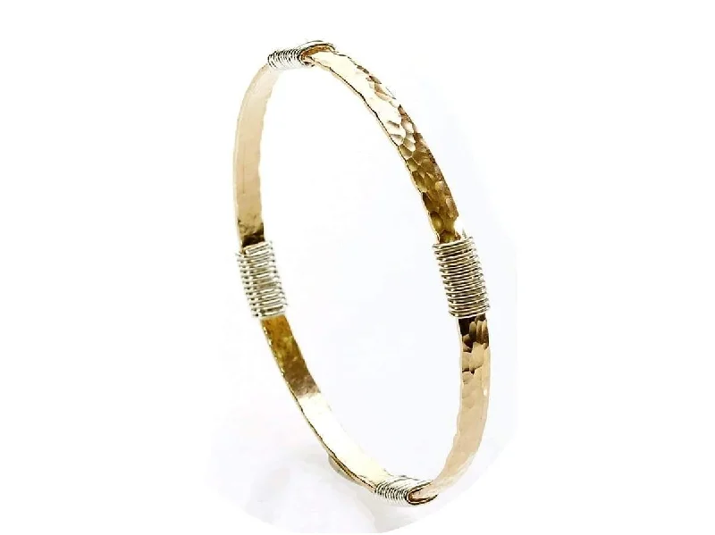 Enamel - Coated Bangles in Vibrant ColorsSilver and Gold Wired Hammered Bangle - 14ct Rolled Gold